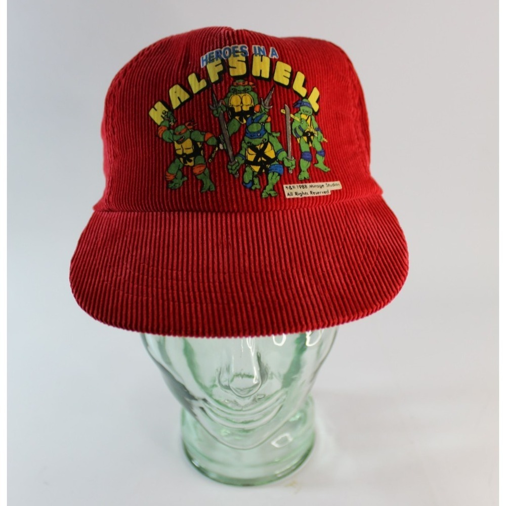 Rare Vintage Red 1988 Teenage Mutant Ninja Turtles Corduroy Hat Size Boys Mirage